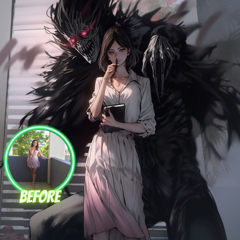 custom anime portraits, anime posters, death note posters, death note portraits, Death Note Shinigami posters, custom death note portrait