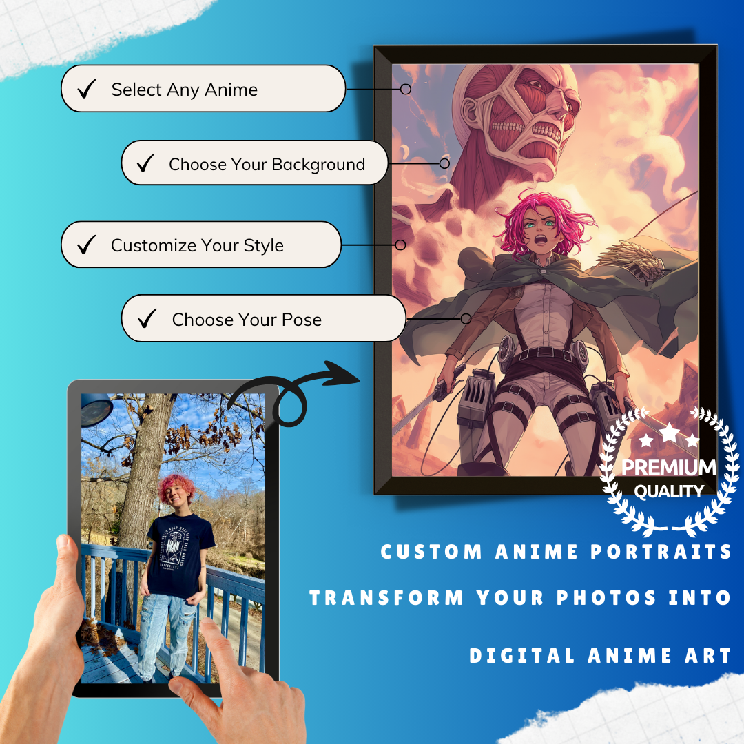 Animize || Personalized Attack on Titan Style Anime Poster || Custom Anime Portraits