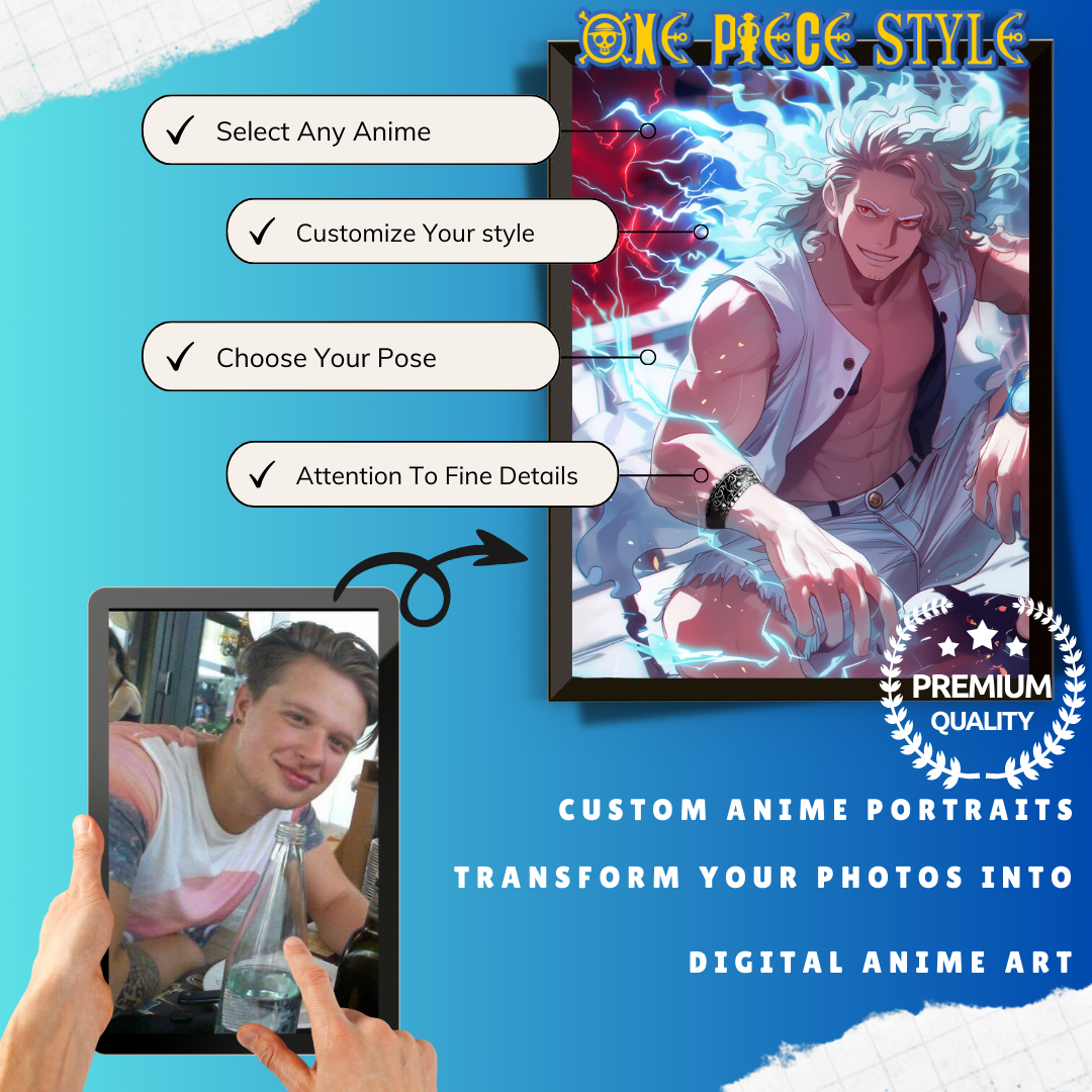 Animize || Personalized One Piece Style Anime Poster || Custom Anime Portraits