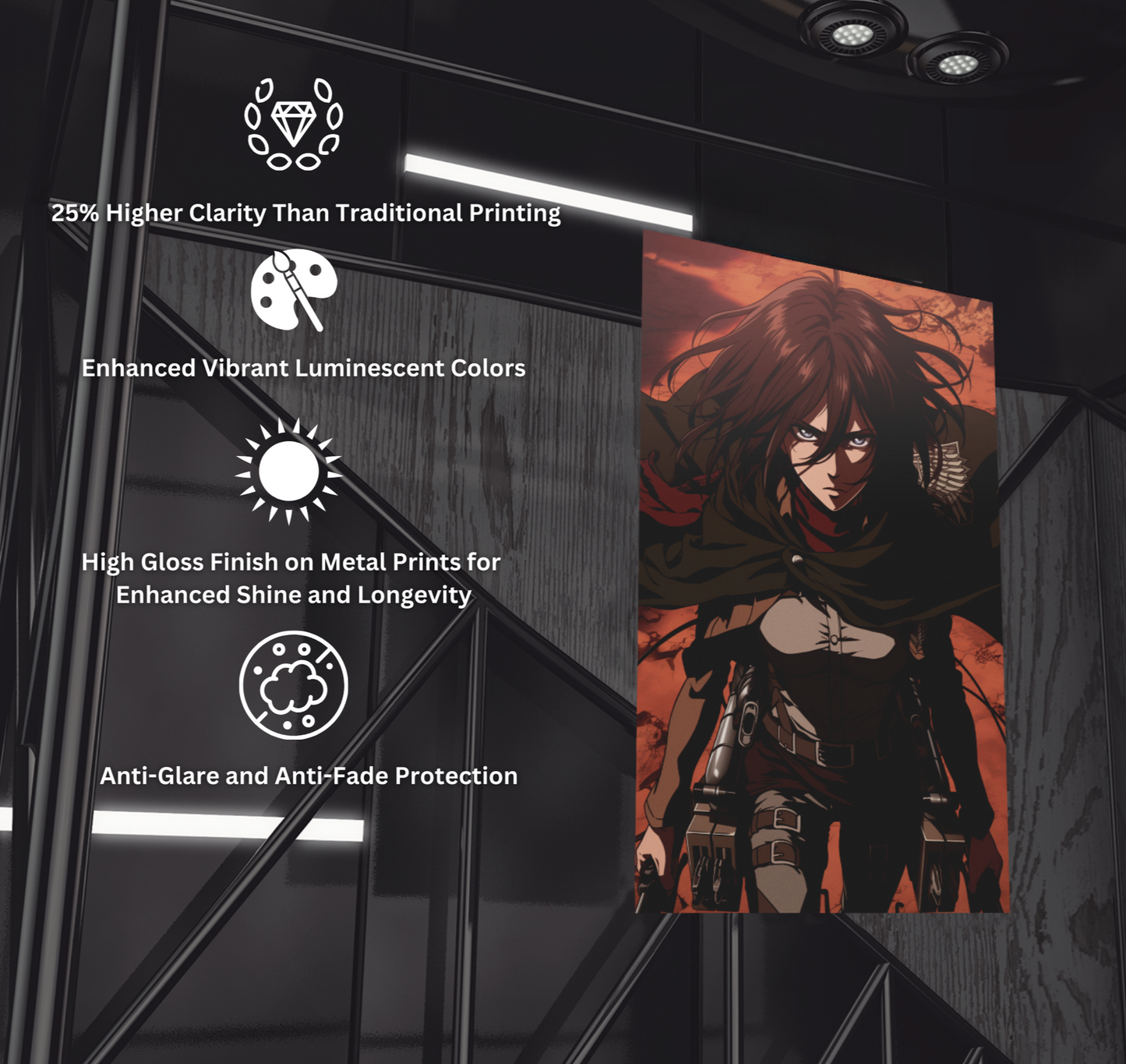 Anime Posters, Anime Metal Posters, Attack on Titan Poster, AOT Metal Poster, AOT Posters, Eren Poster, Levi Poster, Mikasa Poster, Custom Anime Posters