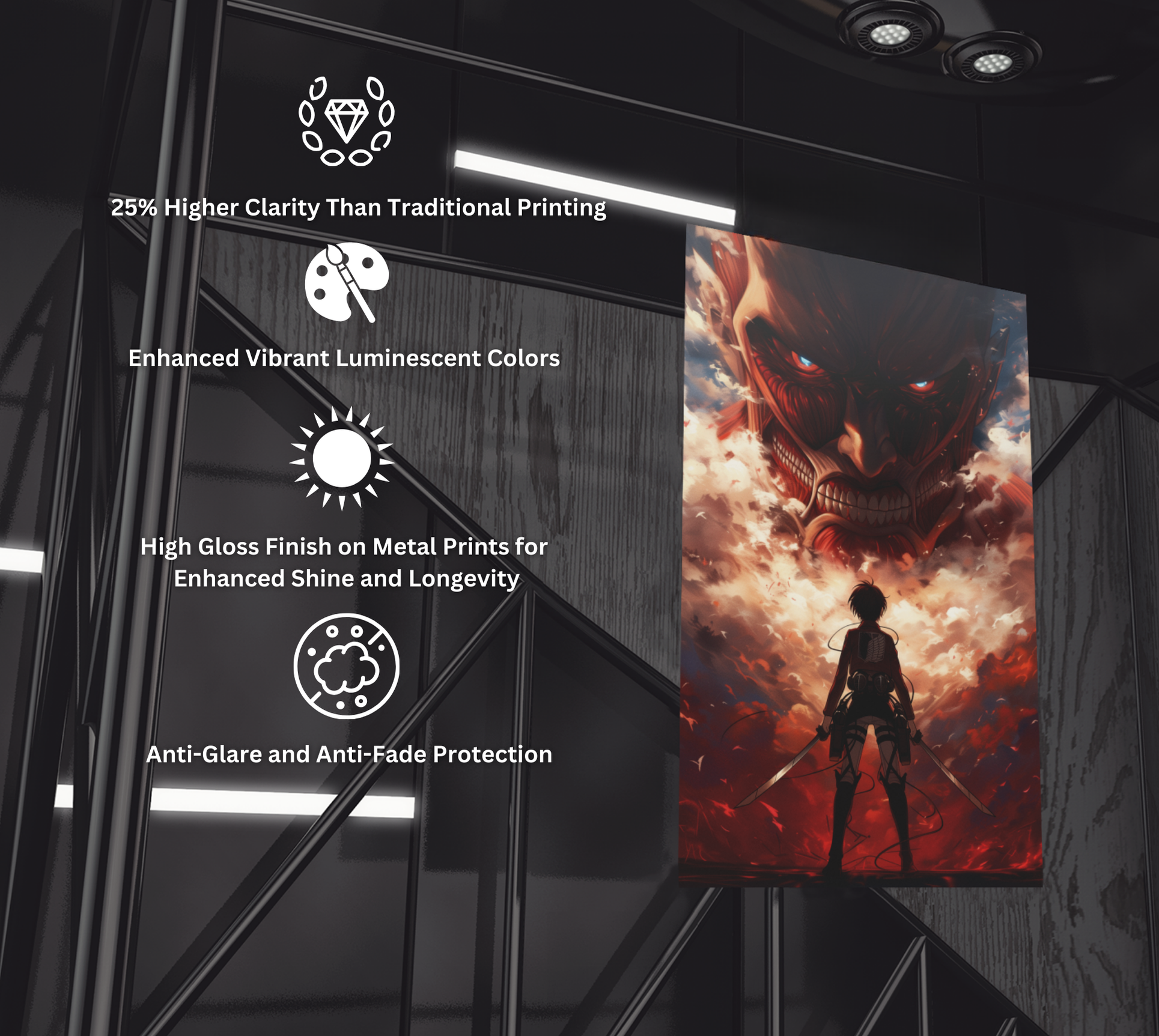 Anime Posters, Anime Metal Posters, Attack on Titan Poster, AOT Metal Poster, AOT Posters, Eren Poster, Levi Poster, Mikasa Poster, Custom Anime Posters