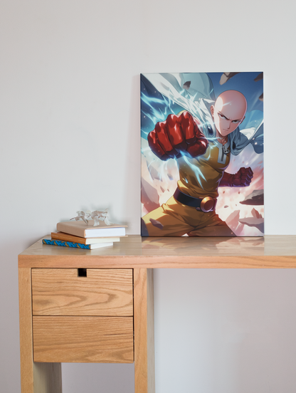 One Punch Man - Saitama - Gods Punch - Metal Anime Poster