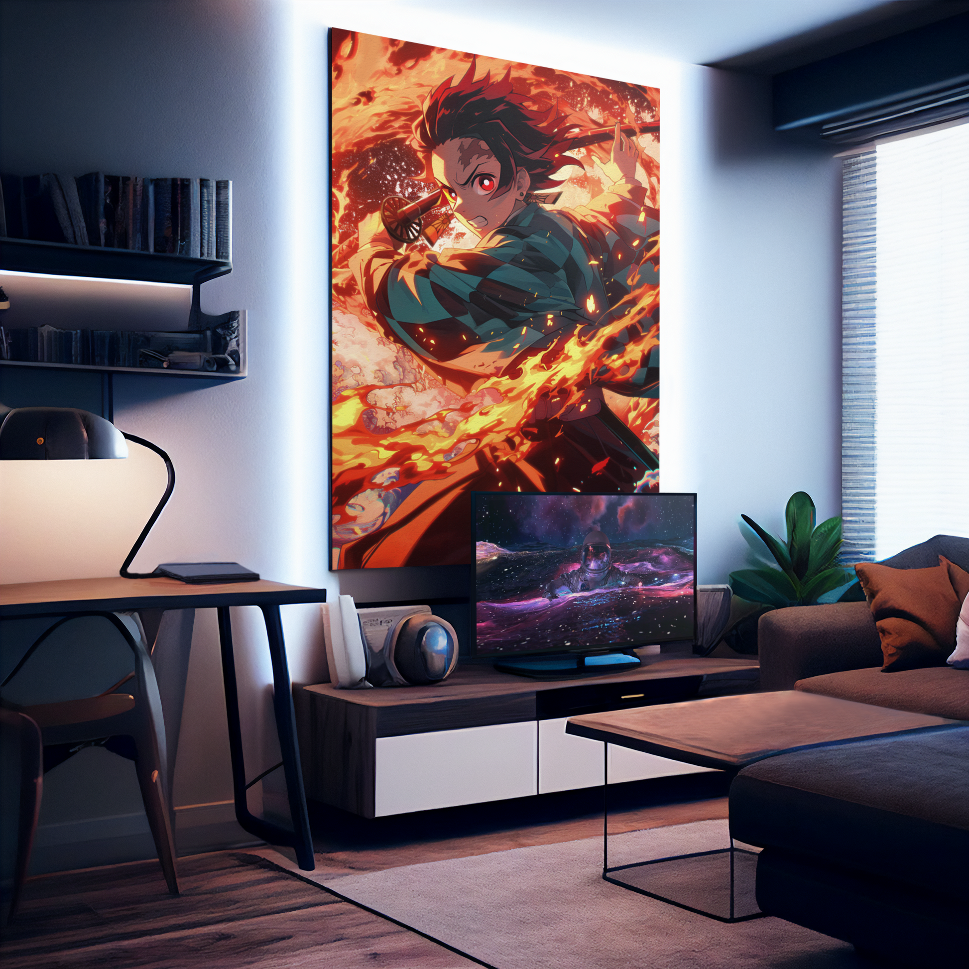 Anime Posters, Anime Metal Posters, Demon Slayer Poster, Nezuko Demon Blood art poster, Tanjiro Poster, Zenitsu Poster, Demon Slayer Metal Poster, custom demon slayer poster, Rengoku fire hashira poster