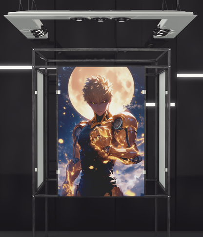 One Punch Man - Genos - Golden Cyborg - Metal Anime Poster