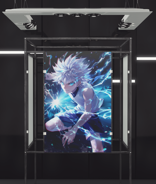 Hunter X Hunter - Killua Zoldyck - Lets Fight - Metal Anime Poster