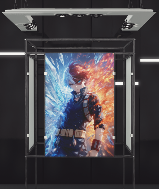 My Hero Academia - Shoto Todoroki - Flames of Ice - Metal Anime Poster