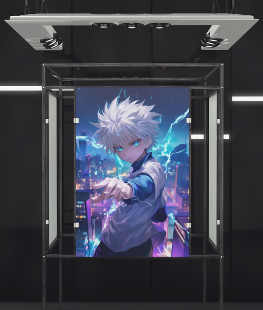 Hunter X Hunter - Killua Zoldyck - Neon Lightning - Metal Anime Poster