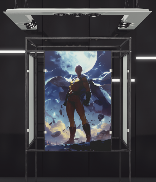 One Punch Man - Saitama - Full Moon - Metal Anime Poster