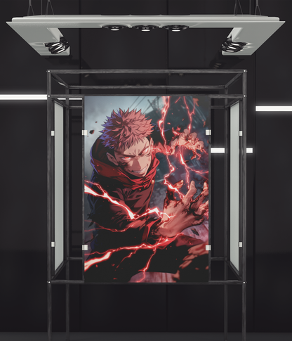 Jujutsu Kaisen - Yuji Itadori - Continous Black Flash - Metal Anime Poster