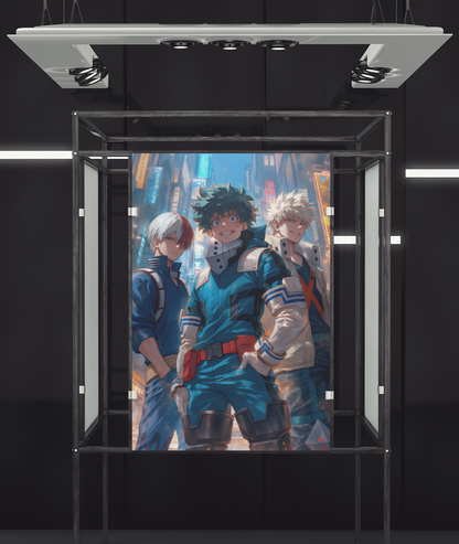 My Hero Academia -  Bakugo, Midoriya, Shoto - Urban Living - Metal Anime Poster