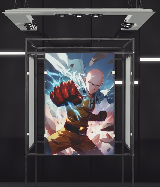 One Punch Man - Saitama - Gods Punch - Metal Anime Poster