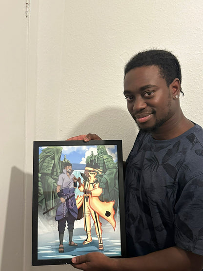 custom anime portrait, anime posters, anime portraits, custom anime posters, naruto portrait, naruto posters, custom naruto posters, custom naruto portrait, Custom Anime Portraits, customer photo, customer holding naruto portrait, customer holding custom naruto poster