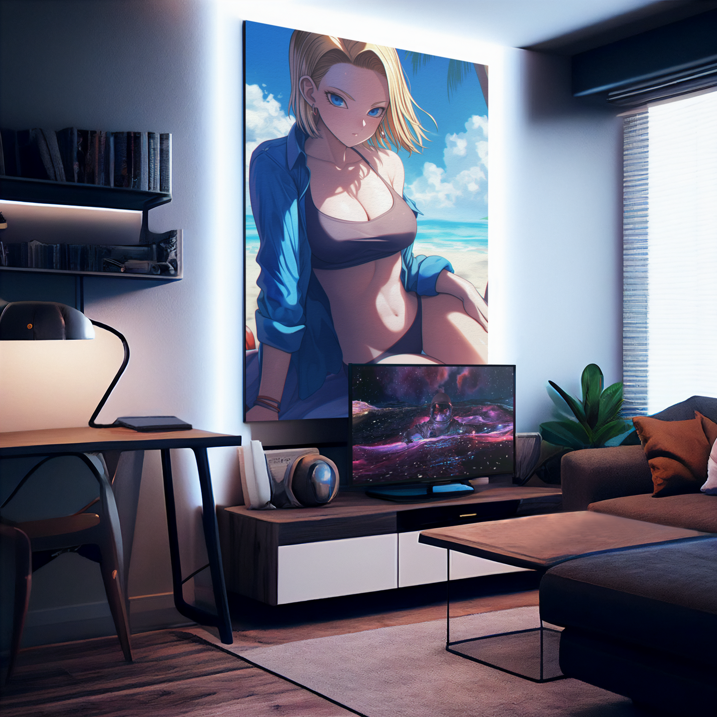 Dragon Ball - Android 18 - Kames House - Metal Anime Poster