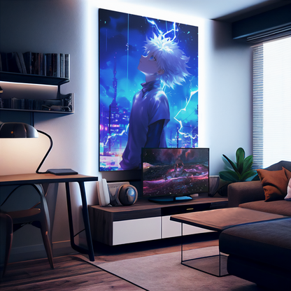 Hunter X Hunter - Killua Zoldyck - CityScape - Metal Anime Poster