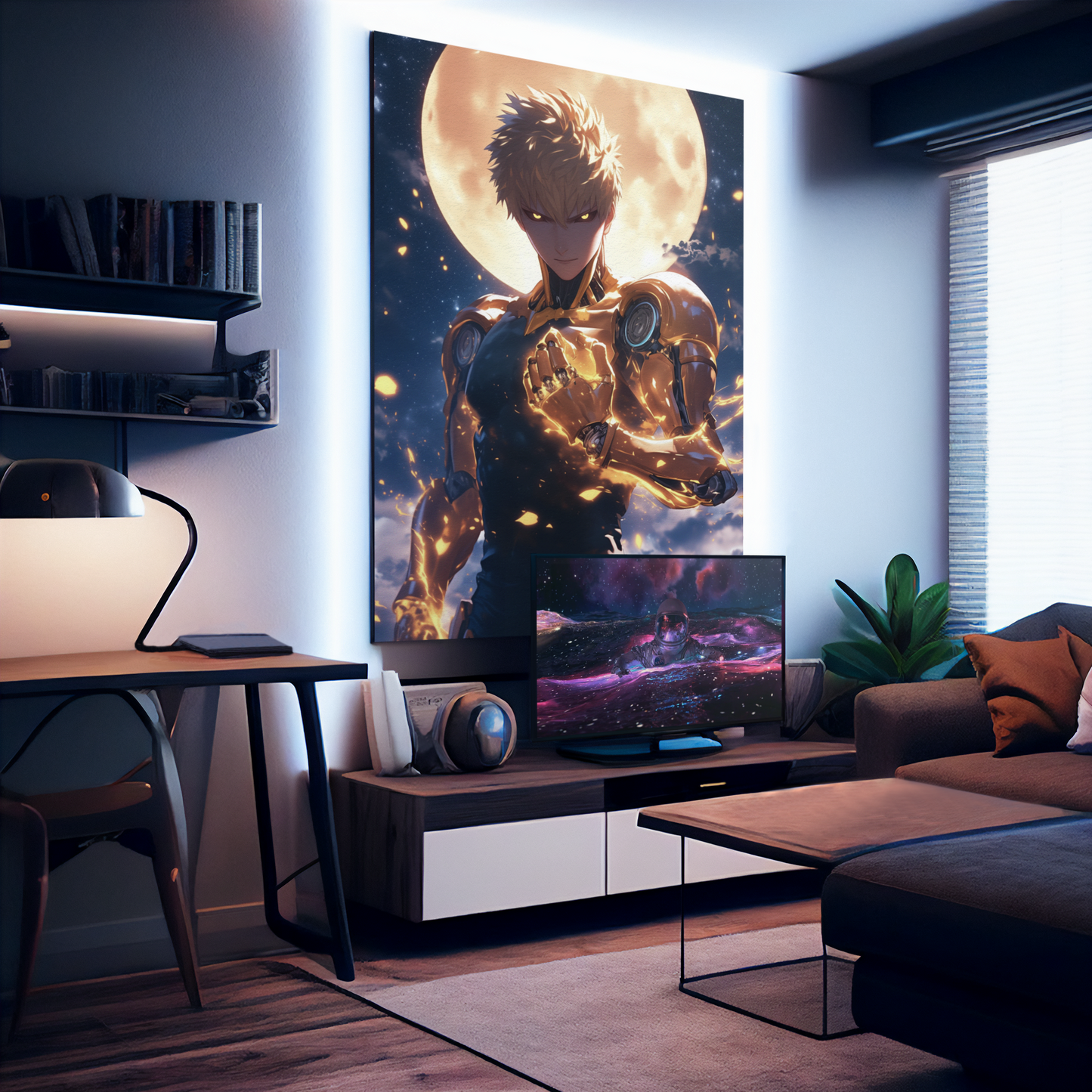 One Punch Man - Genos - Golden Cyborg - Metal Anime Poster